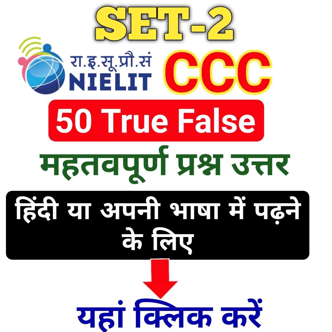 CCC True False Question Answer PDF English/Hindi